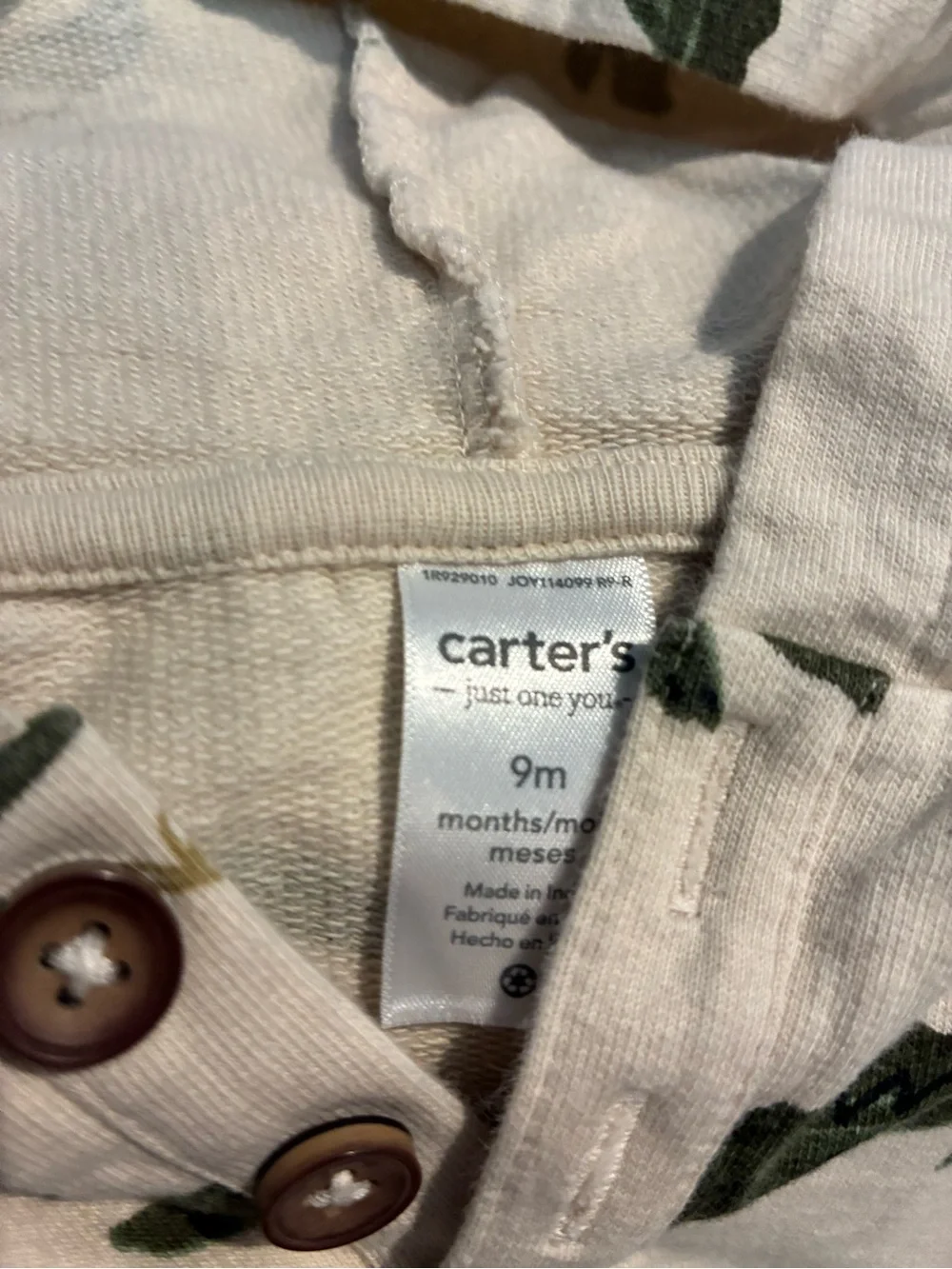 Carter's Olive Green Joggers with Cream Crocodile Hoodie